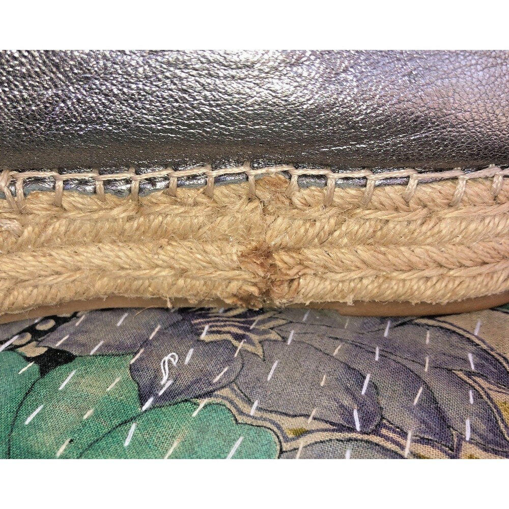 SAM EDELMAN CATHERINE Metallic Gray Woven Leather Espadrille Loafers 7.5 - Picture 8 of 14